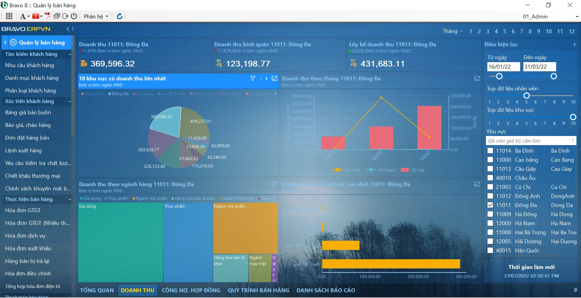Tính năng liên kết dữ liệu giữa các báo cáo